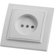 Розетка 1-местная б/з STEKKER, PST10-9009-01, 250В, 16А с защитной шторкой, серия Эрна, белый
