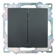 Выключатель 2-клавишный (механизм), STEKKER GLS10-7104-05, 250V, 10А, серия Катрин, черный