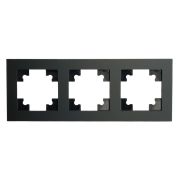 Рамка 3-местная, стекло, STEKKER GFR00-7003-05М, серия Катрин, черный матовый