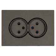 Розетка 2-местная с защитной шторкой, STEKKER,  б/з, 250В, 16А, серия Эмили, RST10-5116-09, антрацит, soft touch