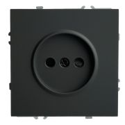Розетка 1-местная с защитной шторкой (механизм), STEKKER,  б/з, 250В, 16А, серия Эмили, RST16-5109-05, черный уголь, soft touch