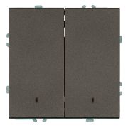 Выключатель 2-клавишный c индикатором (механизм), STEKKER, 250В, 10А, серия Эмили, RSW10-5102-09, антрацит, soft touch