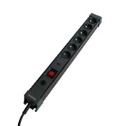 Сетевой фильтр 6-местный с/з STEKKER 3x1мм2, 3 м, 250В, 16А, серия Techno, HM22-61-03, черный