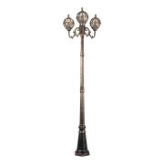 Светильник садово-парковый Feron PL3709 круглый, столб  3*60W 230V E27, черное золото