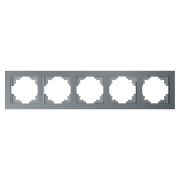 Рамка 5-местная, стекло, STEKKER, GFR00-7005-03, серия Катрин, серебро