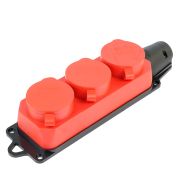 Розетка переносная 3-местная c/з STEKKER, RST16-23-44-3, 250В, 16А, IP44, красный