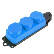 Розетка переносная 3-местная c/з STEKKER, RST16-23-44-4, 250В, 16А, IP44, синий