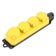 Розетка переносная 4-местная c/з STEKKER, RST16-24-44-6, 250В, 16А, IP44, желтый