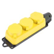 Розетка переносная 3-местная c/з STEKKER, RST16-23-44-6, штепсельная 250В, 16А, IP44, желтый