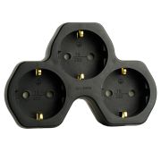Разветвитель сетевой 3-местный с/з STEKKER ADP16-13-21, 250V,16A, ABS огнеустойчивый пластик, черный