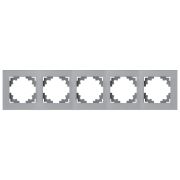 Рамка 5-местная, металл, STEKKER, MFR00-7005-03, серия Катрин, серебро