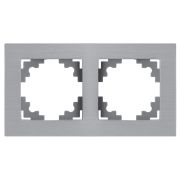 Рамка 2-местная, металл, STEKKER, MFR00-7002-03 , серия Катрин, серебро