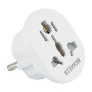 Адаптер-переходник для евровилки с/з, ультраплоский, STEKKER ADP16-06-20W , 250В, 16A, IP20,белый