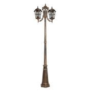 Светильник садово-парковый Feron PL110 четырехгранный,столб  3*60W 230V E27, черное золото
