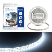 Светодиодная LED лента Feron LS613, 120SMD(2835)/m 9.6W/m 12V 5m 6500К