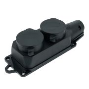 Розетка переносная 2-местная c/з STEKKER, RST16-22-44, 250В, 16А, IP44, черный