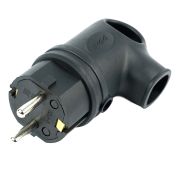 Вилка угловая с/з STEKKER, RPG16-21-442 , каучук, 250В, 16A, IP44, черный