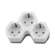 Разветвитель сетевой 3-местный с/з STEKKER ADP16-13-20, 250V,16A, ABS огнеустойчивый пластик,белый/серый