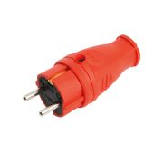 Вилка прямая с/з STEKKER, RPG16-21-441, каучук, 250В, 16A, IP44, красный