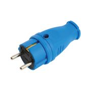 Вилка прямая с/з, STEKKER, RPG16-21-441 , каучук 250В, 16A, IP44, синий