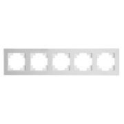 Рамка 5-местная, стекло, STEKKER, GFR00-7005-01М, серия Катрин, белый матовый