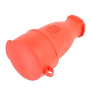 Розетка переносная 1-местная с/з STEKKER, RST16-21-44, с крышкой, каучук 250В, 16А, IP44, красный