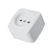 Розетка накладная 1-местная б/з STEKKER, PST10-501-20, пластик АВS, 250В, 16А, IP20, серия Basic, белый