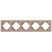 Рамка 5-местная, металл, STEKKER, MFR00-7005-02, серия Катрин, шампань