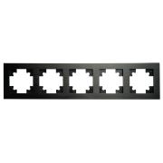 Рамка 5-местная, металл, STEKKER, MFR00-7005-05, серия Катрин, черный