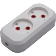 Розетка (колодка) переносная разборная 2-местная б/з STEKKER, PST10-200-20, 250В, 10A, IP20，белый