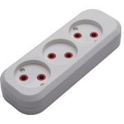 Розетка (колодка) переносная разборная 3-местная б/з, STEKKER, PST10-300-20, 250В, 10A, IP20，белый