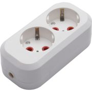 Розетка (колодка) переносная разборная 2-местная с/з STEKKER, PST16-210-20, 250В, 16A, IP20, белый