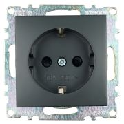 Розетка 1-местная с/з (механизм), STEKKER GLS16-7110-05, 250В, 16А с защитной шторкой, серия Катрин, черный
