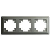 Рамка STEKKER, PFR00-7003-06 3-местная, пластик, серия Катрин, графит