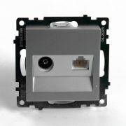 Розетка телевизионная 1-местная (механизм), STEKKER GLS00-7106-03, 75 Ом, 5-862МГц, серия Катрин, серебро