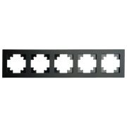 Рамка 5-местная, стекло, STEKKER, GFR00-7005-05М,серия Катрин, черный матовый