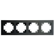 Рамка 4-местная, стекло, STEKKER GFR00-7004-05М, серия Катрин, черный матовый