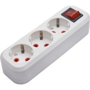 Розетка (колодка) переносная разборная 3-местная с/з STEKKER, PST16-311-20, с выключателем, 250В, 16A, IP20, белый