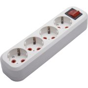 Розетка (колодка) переносная разборная 4-местная с/з STEKKER, PST16-410-20, с выключателем, 250В, 16A, IP20, белый