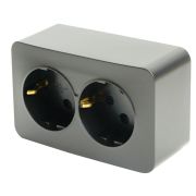 Розетка 2-местная с/з открытой установки, STEKKER, 250В, 16А, IP20, серия София,черный матовый, MST16-12-05