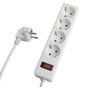 Сетевой фильтр 4-местный с/з STEKKER HM20-41-05 3x1мм2, 5 м, серия Optima, белый