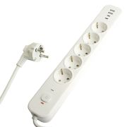Сетевой фильтр 5-местный с/з STEKKER3x1мм2, 1,8 м, 250В, 16А, 2 USB-A+2 Type-C, серия Nova, белый