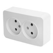 Розетка 2-местная б/з открытой установки, STEKKER, 250В, 10А, IP20, серия София, белый, MST10-12-01